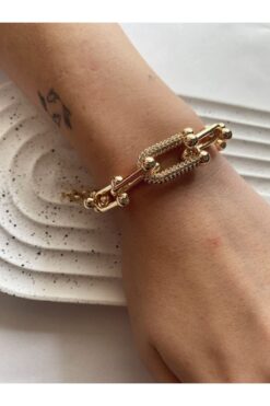 Lonia Accessory Vip Çelik Tiffany Model Gold Bileklik
