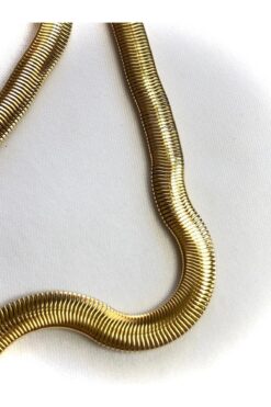 Genel Markalar Gold Italyan Kalın Zincir Yassı Çelik Kolye