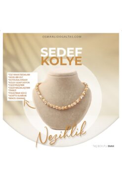OSMANLI DEĞERLİ TAŞ Sertifikalı Sedef Doğaltaş Kolye 8 Mm, M542