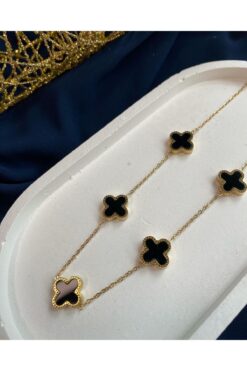 stainles steel Çelik gold model yonca kolye