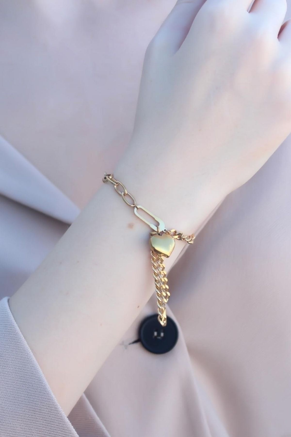 CLARİS Kalp Detaylı 316l Çelik Zarif Bileklik