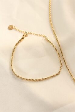 Çılgıntrend Çelik Gold Renk Kalın Burgu Bileklik