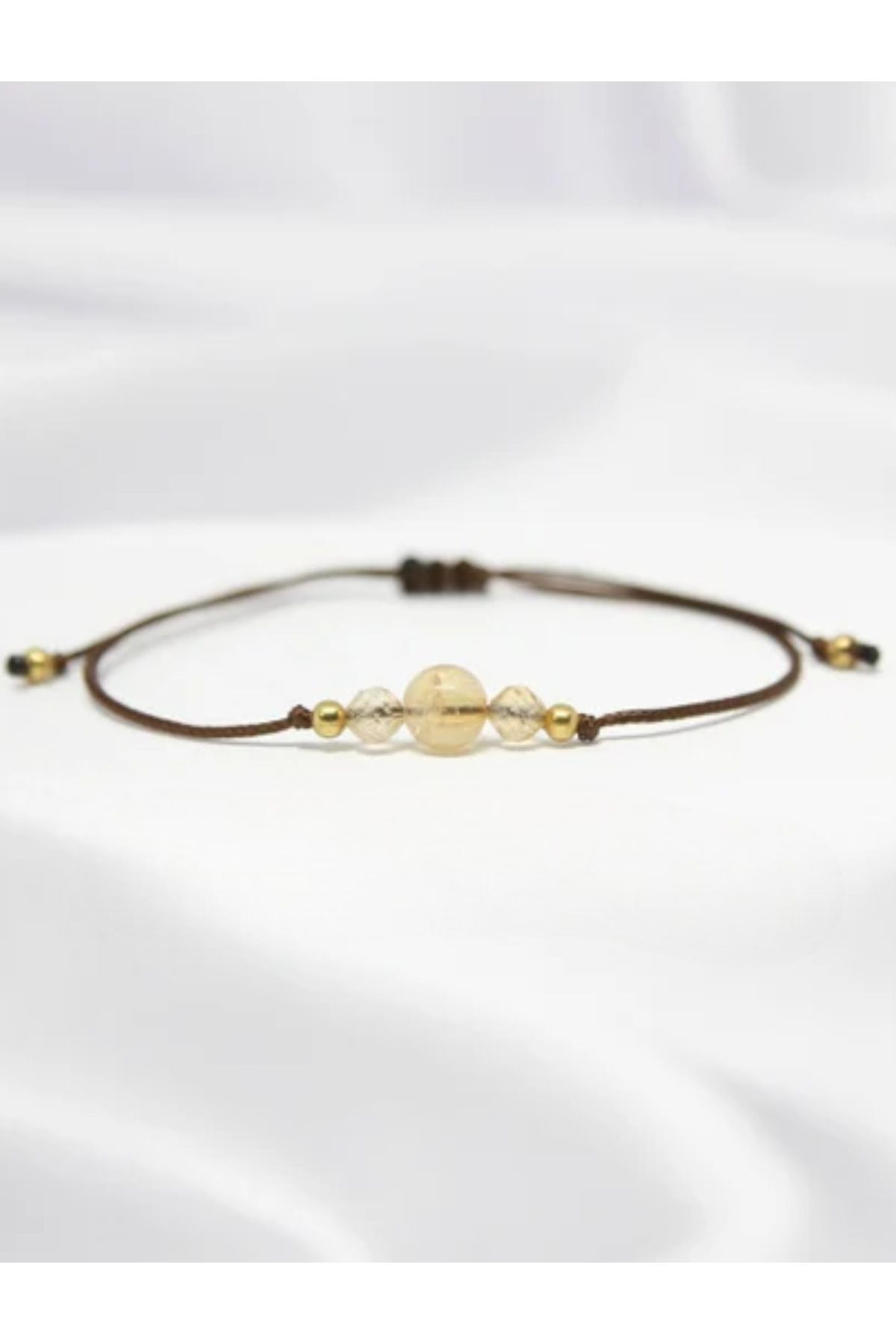 NBS Beautiful Naturel Stones Sitrin (Para , Bereket Taşı ) Zarif Gerçek Doğal Taş Bileklik (Kaliteli El İşçiliği Merdiven Kapama)