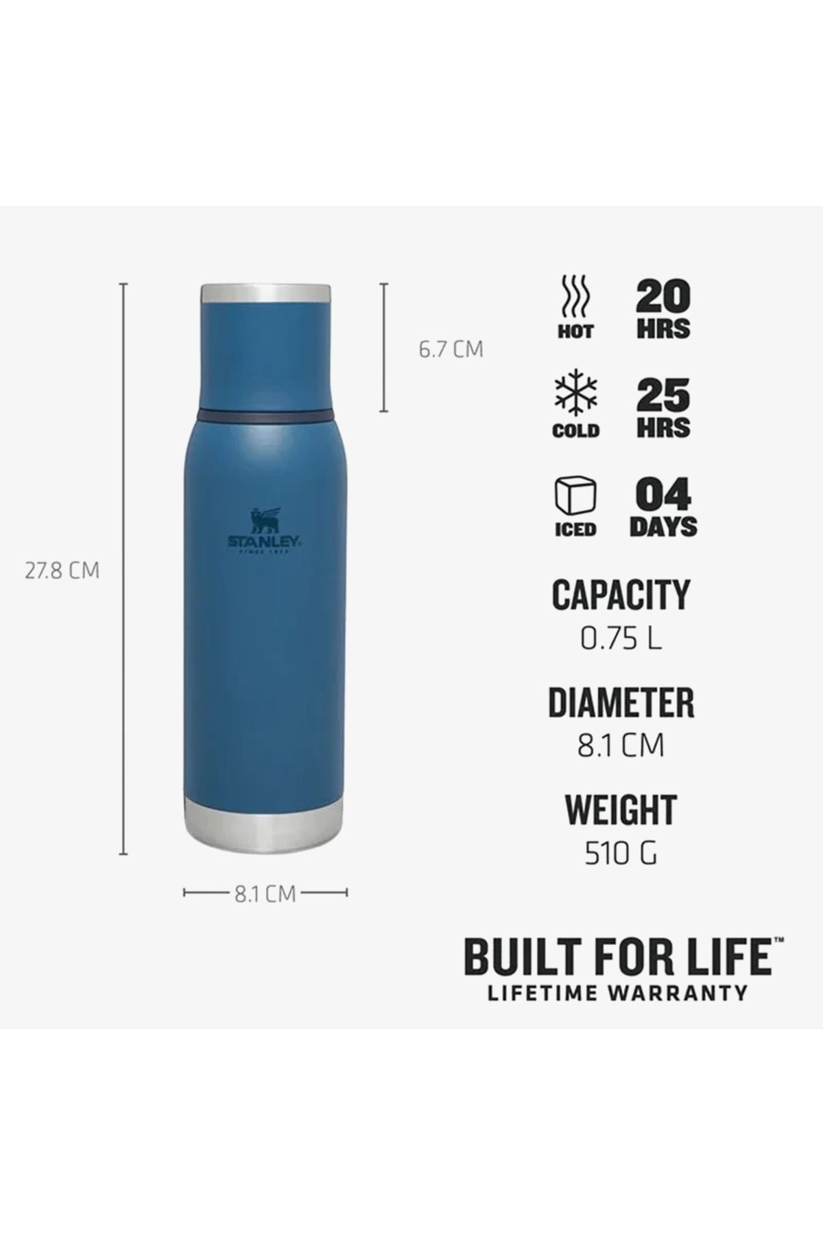 Stanley Adventure To Go Vakumlu Paslanmaz Çelik 0.75l Unisex Mavi Termos - Görsel 2