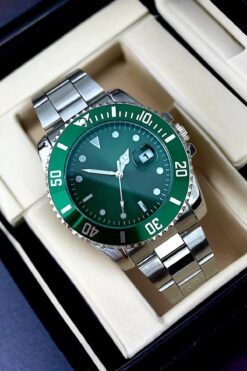 Louis Genessio Limited Edition Gümüş/yeşil Takvimli Erkek Kol Saati