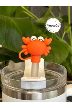 Stanley Yengeç Termos Pipet Süsü/ Yengeçli Pipet Koruyucu/ Hayvan Figürlü Pipet Kılıfı/ Pipet Tıpası