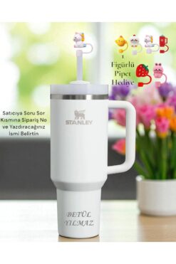 Stanley Kişiselleştirilmiş Quencher Pipetli Termos Bardak 1.18 Lt, Buz Beyazı Star Collection