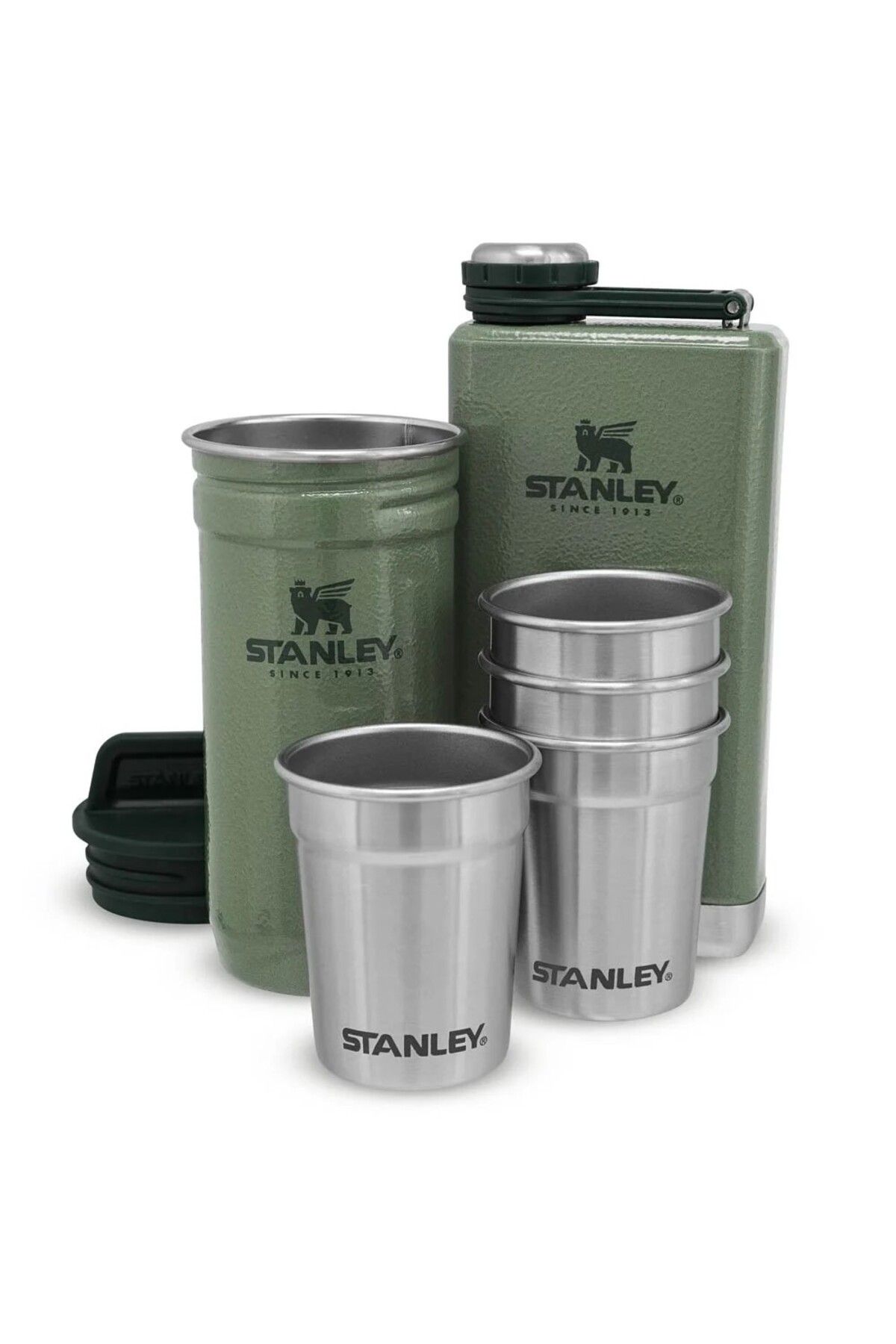Stanley Adventure Çelik Shot Bardak ve Matara Seti - Hammertone Green