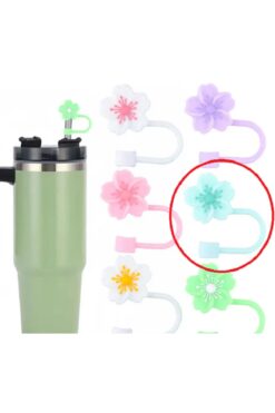 Stanley Termos Uyumlu Çiçekli Aksesuar/ Çiçek Pipet Koruyucu/Pipet Kılıfı/ Pipet Tıpası Açık Yeşil