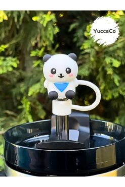 Stanley Termos Uyumlu Panda Aksesuar/ Pandalı Pipet Koruyucu/Hayvan Figür Pipet Kılıfı/ Pipet Tıpası