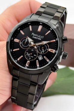 Ferrucci Function Erkek Kol Saati Siyah Renk Çelik Kordon Çelik Kasa 3 Atm Suya Dayanıklılık Zmfer04