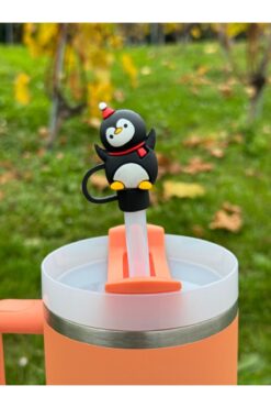 Stanley Termos Uyumlu Penguenli Aksesuar/Penguen Yılbaşı Konsept Pipet Koruyucu Pipet Kılıfı/Pipet Tıpası
