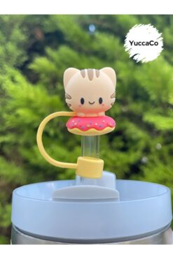 Stanley Termos Uyumlu Kedili Aksesuar/Donut Kedi Koruyucu/Pipet Kılıfı/ Pipet Tıpası