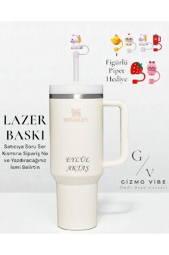 Stanley Kişiselleştirilebilir Quencher Pipetli Termos 1,18 L Krem Özel İsimli