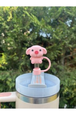 Stanley Termos Uyumlu Domuzcuk Aksesuar/ Domuzcuklu Pipet Koruyucu/Hayvan Figür Pipet Kılıfı/ Pipet Tıpası