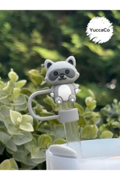 Stanley Termos Uyumlu Rakun Aksesuar/ Hayvan Figürlü Pipet Koruyucu/ Pipet Kılıfı/ Pipet Tıpası