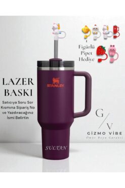 Stanley Kişiselleştirilebilir Quencher Pipetli Termos 1,18 L Mor Mürdüm Özel Isimli