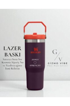 Stanley Kişiselleştirilmiş The Iceflow Flip Straw 2.0 Tumbler 0.89l 30oz Mor Termos Özel Isimli