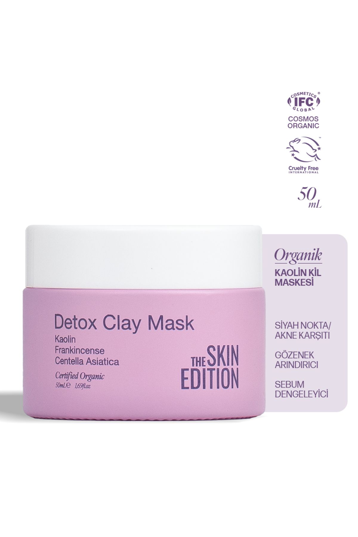 The Skin Edition Organik Sertifikalı Kaolin Kil Maskesi 50 ml | Siyah Nokta Karşıtı, Gözenek Arındırıcı, Dengeleyici