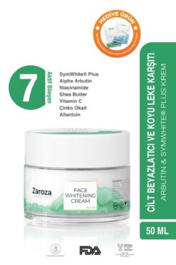 ZAROZA Leke Karşıtı Cilt Aydınlatıcı Beyazlatıcı Nemlendirici Krem Face Whitening Cream(ARBUTİN) 50 ml