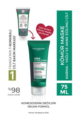Yves Rocher Arındırıcı Siyah Nokta Karşıtı Kömür Maske-Süksinik Asit-Sebo Active Clear Botanik Kompleks-75ml