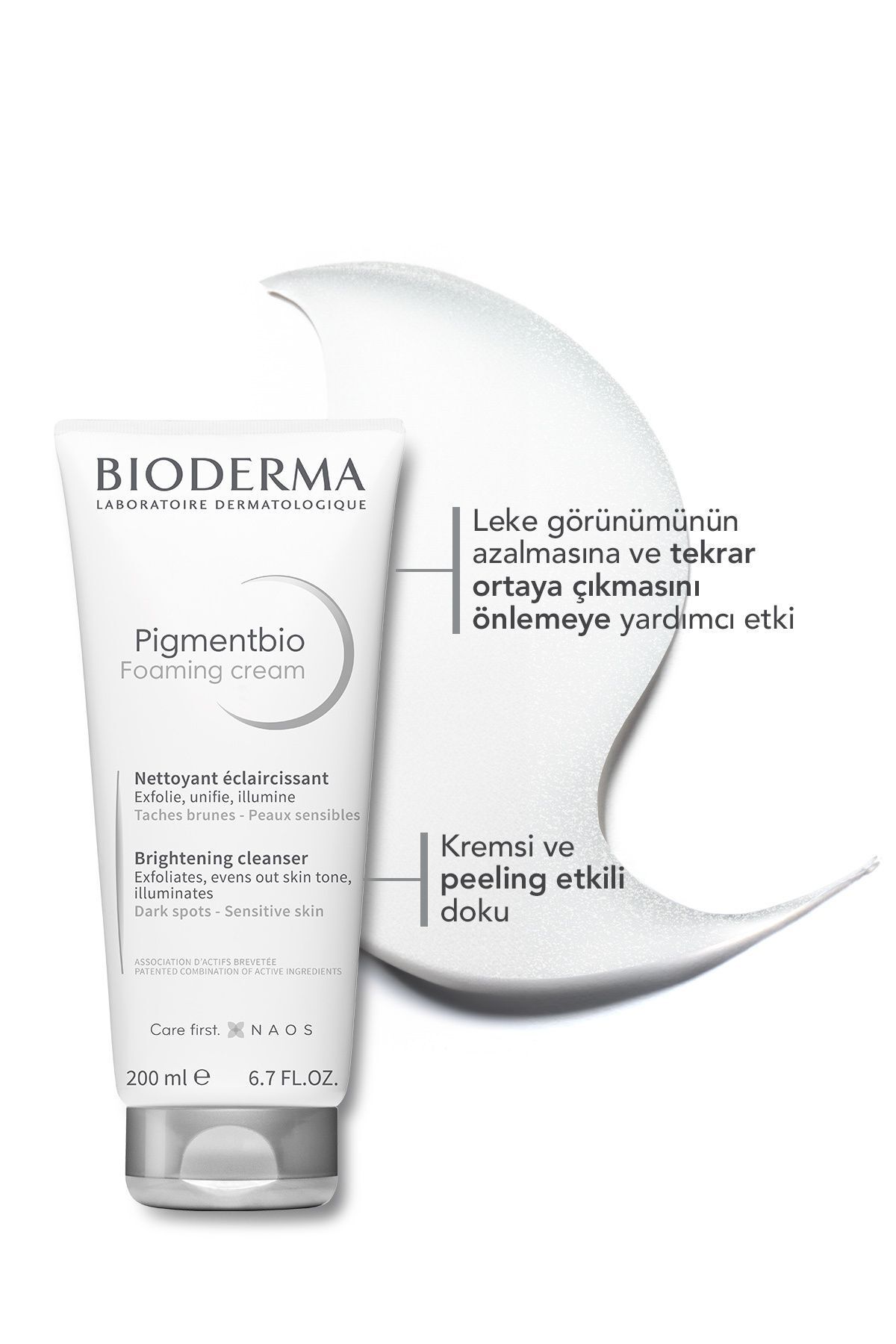 Bioderma Pigmentbio Foaming Cream Leke Karşıtı Aydınlatıcı Peeling Etkili Yıkama Jeli Yüz ve Vücut 200 ml - Görsel 2