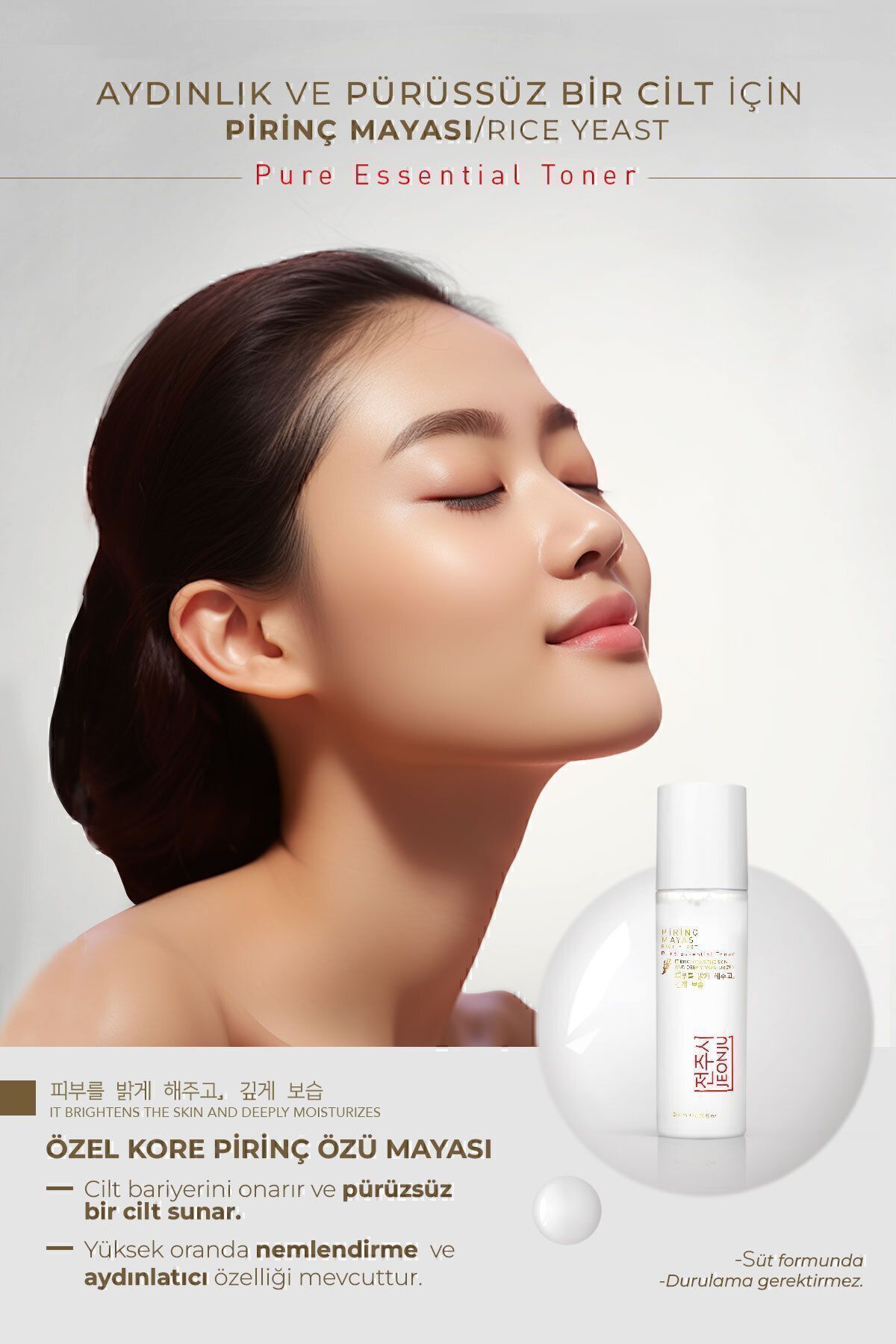 JEONJU Pirinç Mayası Beyazlatıcı Aydınlatıcı Leke Karşıtı Tonik - Görsel 2