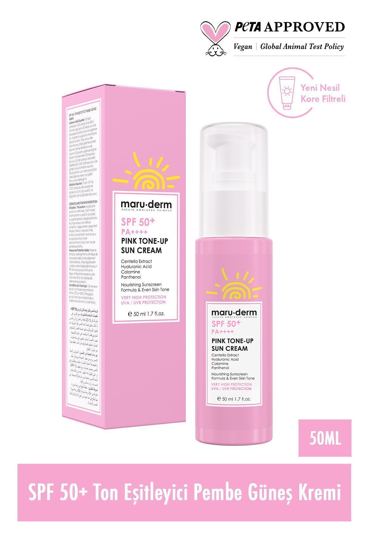 Maru.Derm Güneş Kremi | Yeni Formül 2025 | Spf 50 Pembe (PİNK TONE-UP) Güneş Kremi | Yeni Nesil Kore Filtreli - Görsel 2