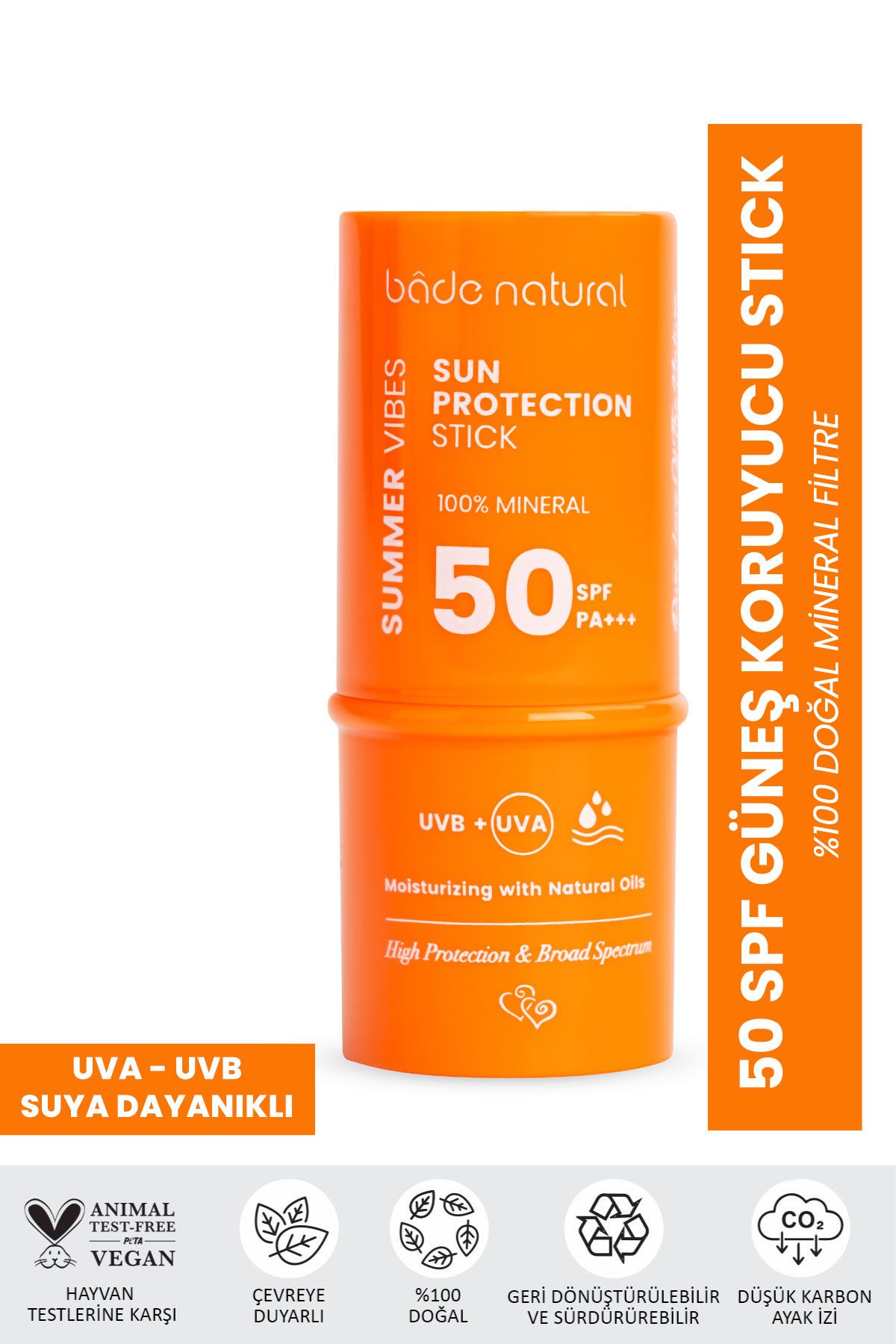 Bade Natural %100 Mineral Filtreli 50 Spf Besleyici Güneş Koruyucu Stick