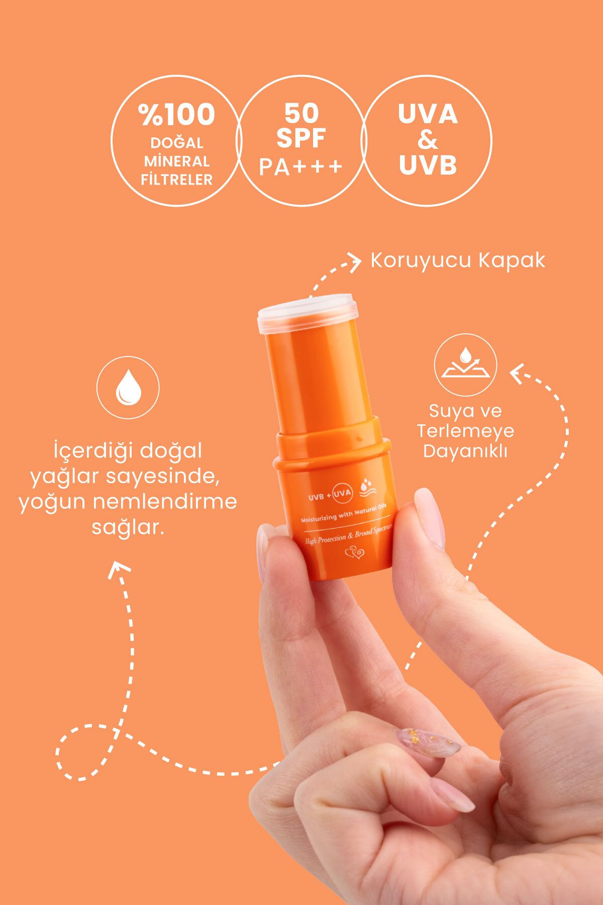 Bade Natural %100 Mineral Filtreli 50 Spf Besleyici Güneş Koruyucu Stick - Görsel 2