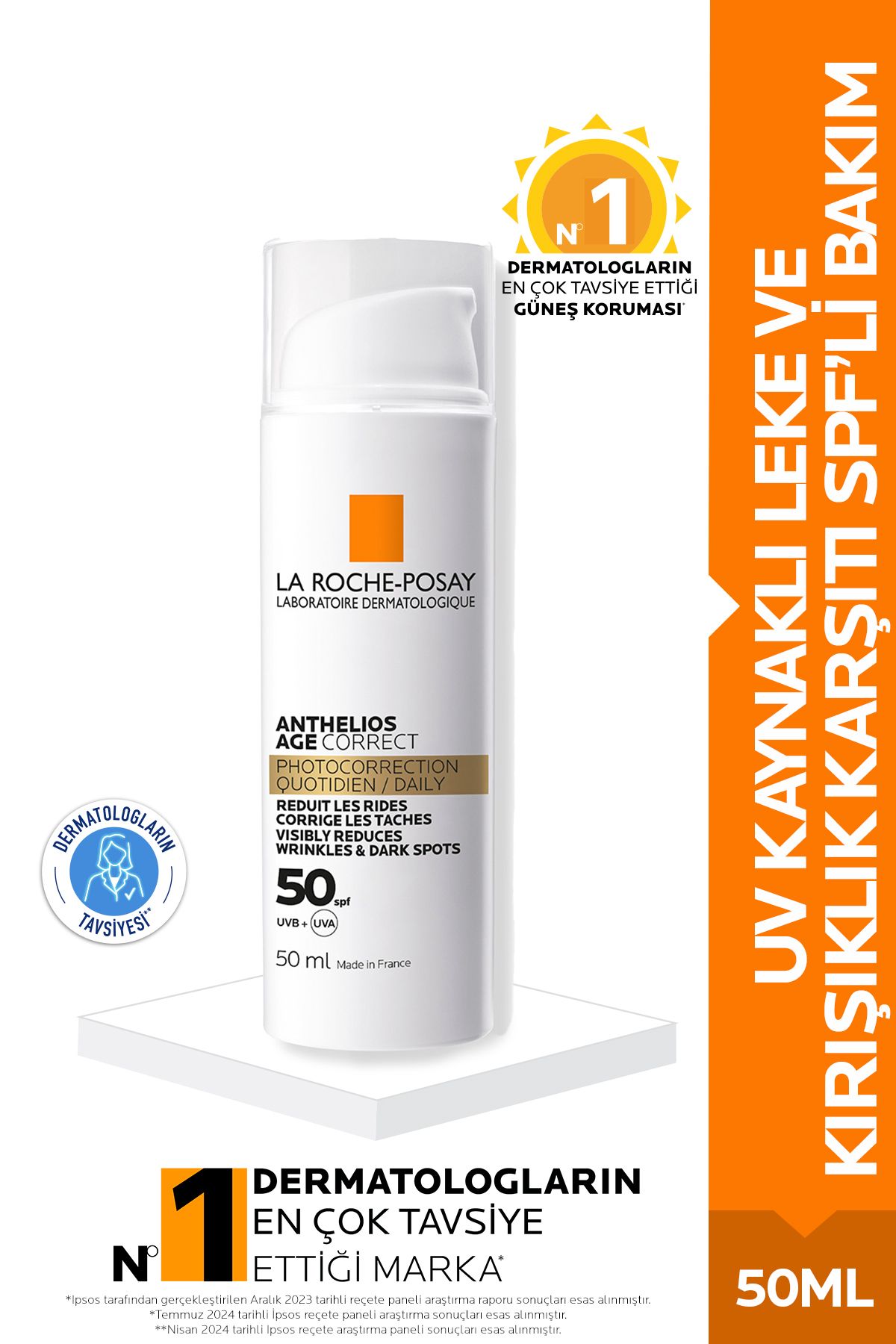 La Roche Posay Anthelios Age Correct SPF50+ Uv Kaynaklı Leke ve Kırışıklık Karşıtı-50ml