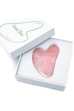 İLTERUS Doğaltaş Kalp Pembe Kuvars Gua Sha Yüz Masaj Taşı