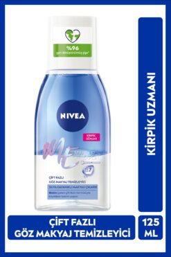 NIVEA Çift Fazlı Göz Makyaj Temizleyici 125ml,Hassas Kirpik Bakımı, Suya Dayanıklı Makyajı Çıkarır