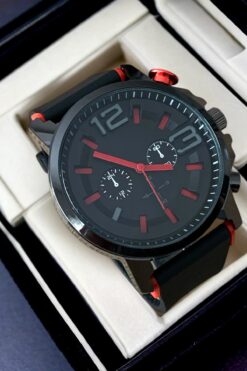 Louis Genessio Çelik Kasa/silikon Kordon Kırmızı Spor Erkek Kol Saati