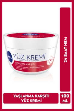 NIVEA Yaşlanma Karşıtı Yüz Bakım Kremi 100ml, Nemlendirici, Sıkı Cilt Görünümü, Antioksidan, UV Koruması