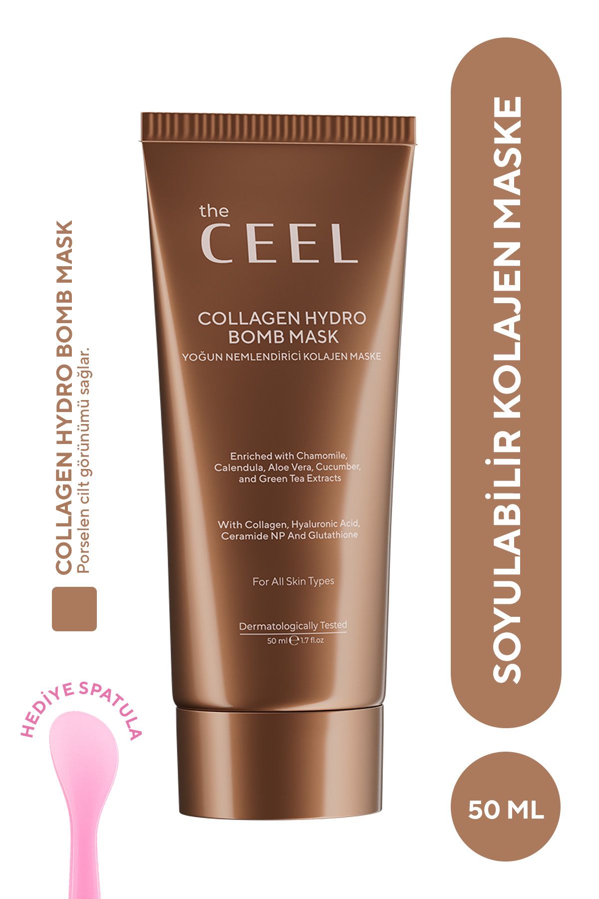 The Ceel Soyulabilen Kolajen Maske Glutatyon, Ceramide Np ve Yeşil Çay Özlü 50 ml