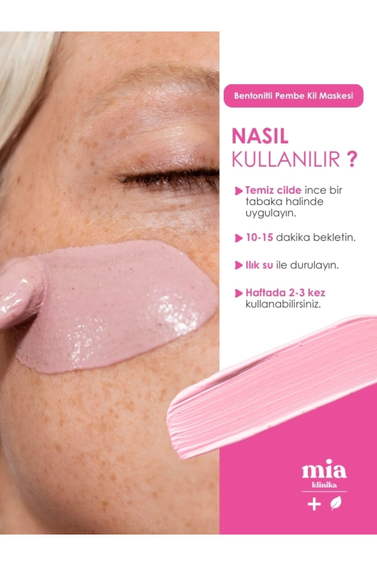 mia klinika Siyah Nokta Karşıtı, Gözenek Sıkılaştırıcı Bentonitli Pembe Kil Maskesi 15 ML - Görsel 2