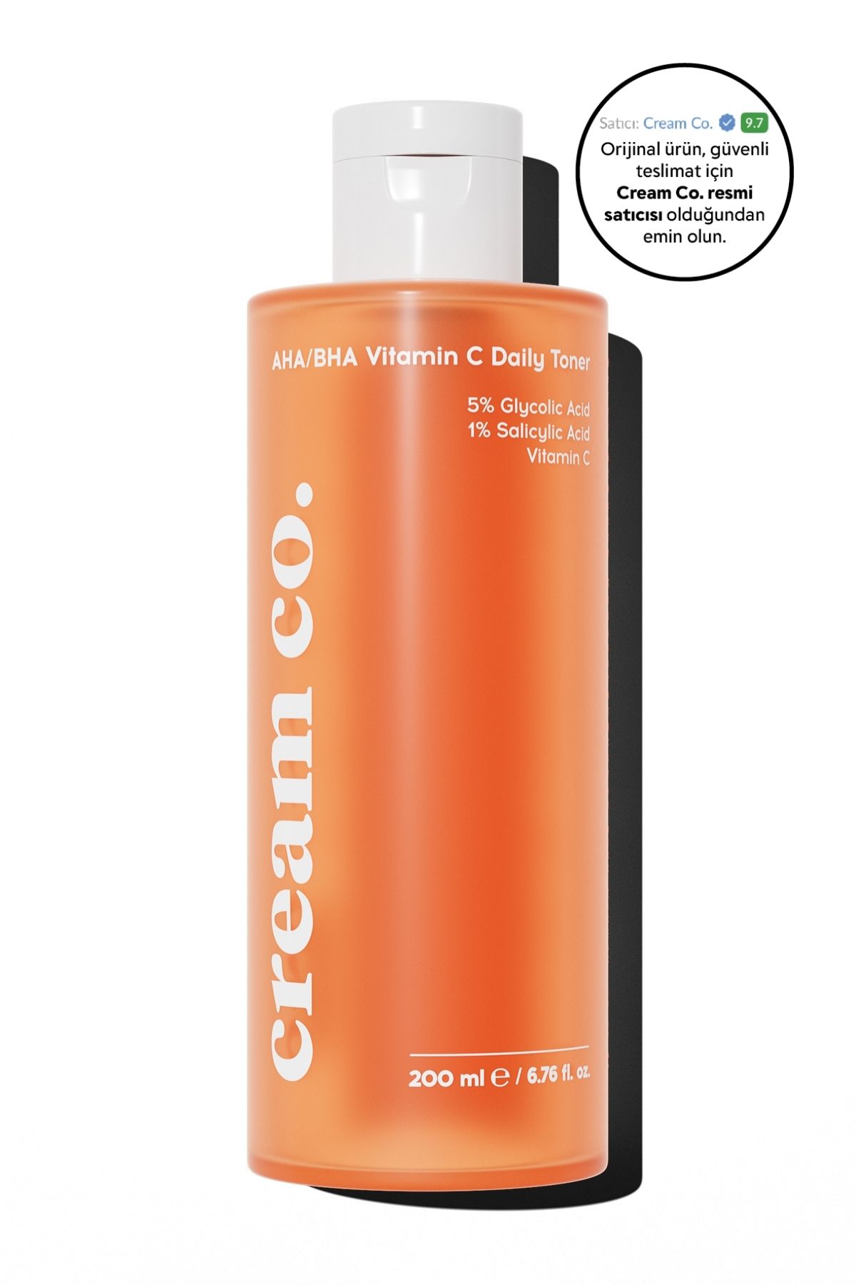 Cream Co. AHA/BHA C Vitamini Tonik | Gözenek Sıkılaştırıcı | Glikolik Asit Salisilik Asit | Tüm Cilt Tipleri