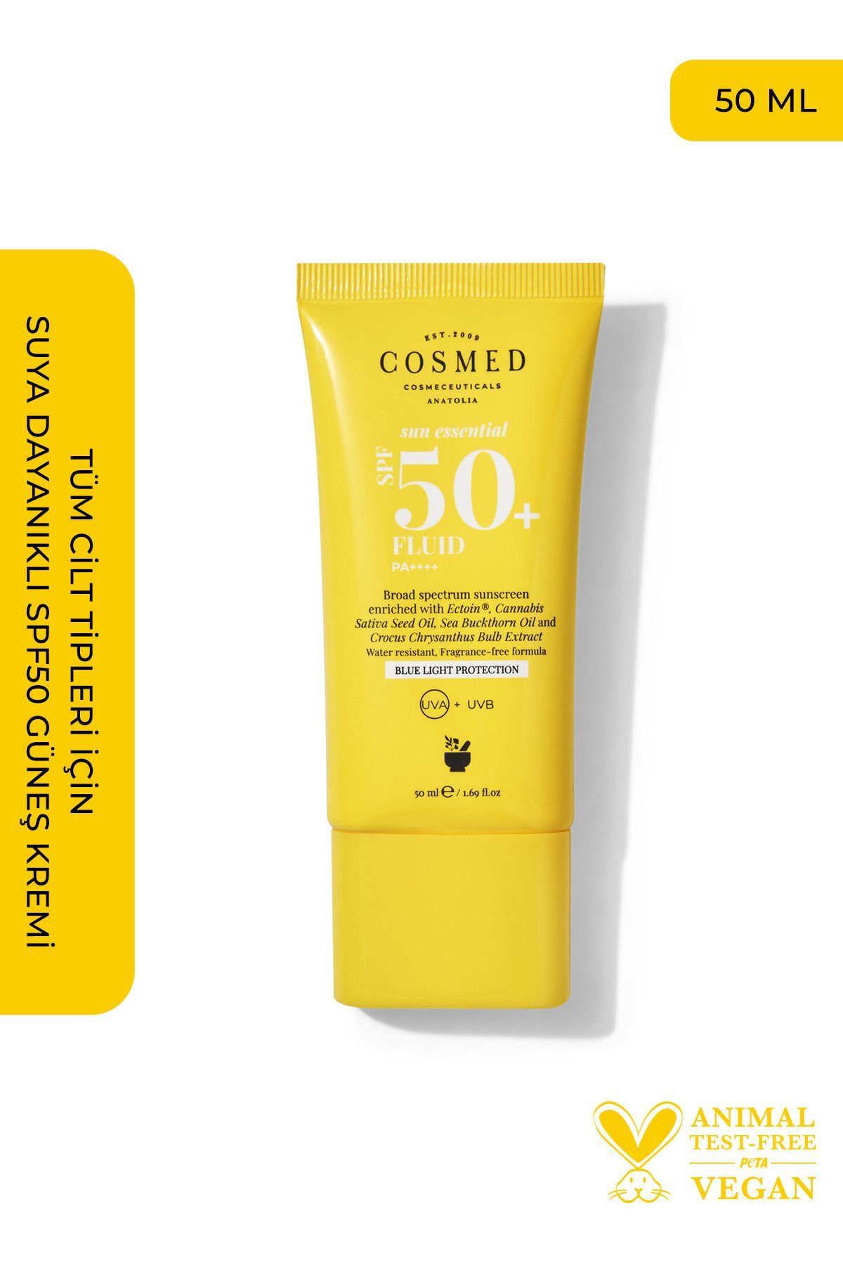 COSMED Sun Essential Fluid SPF 50 Tüm Cilt Tipleri için Yüz Güneş Kremi Yeni Nesil Filtreler 50 ml