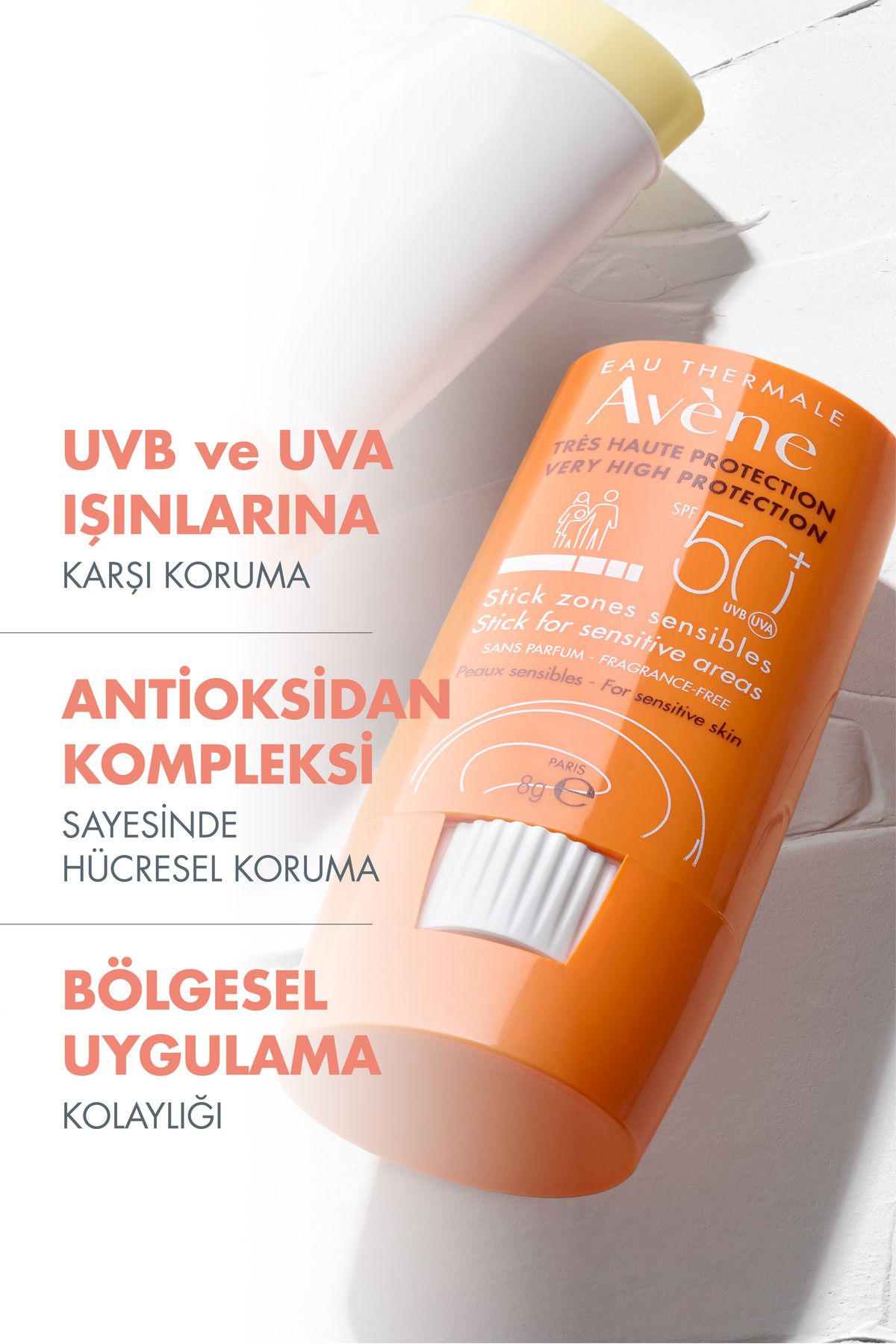 Avene Stick Hassas Bölgeler için SPF 50+ Yüksek Korumalı Stick Güneş Kremi 8 gr - Görsel 2