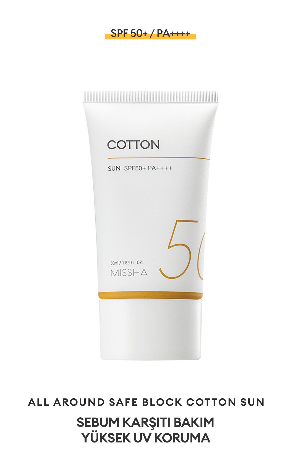 Missha Yağlanma Eğilimi Gösteren Ciltler İçin Mat Bitişli Güneş Kremi All Around Safe Block Cotton Sun