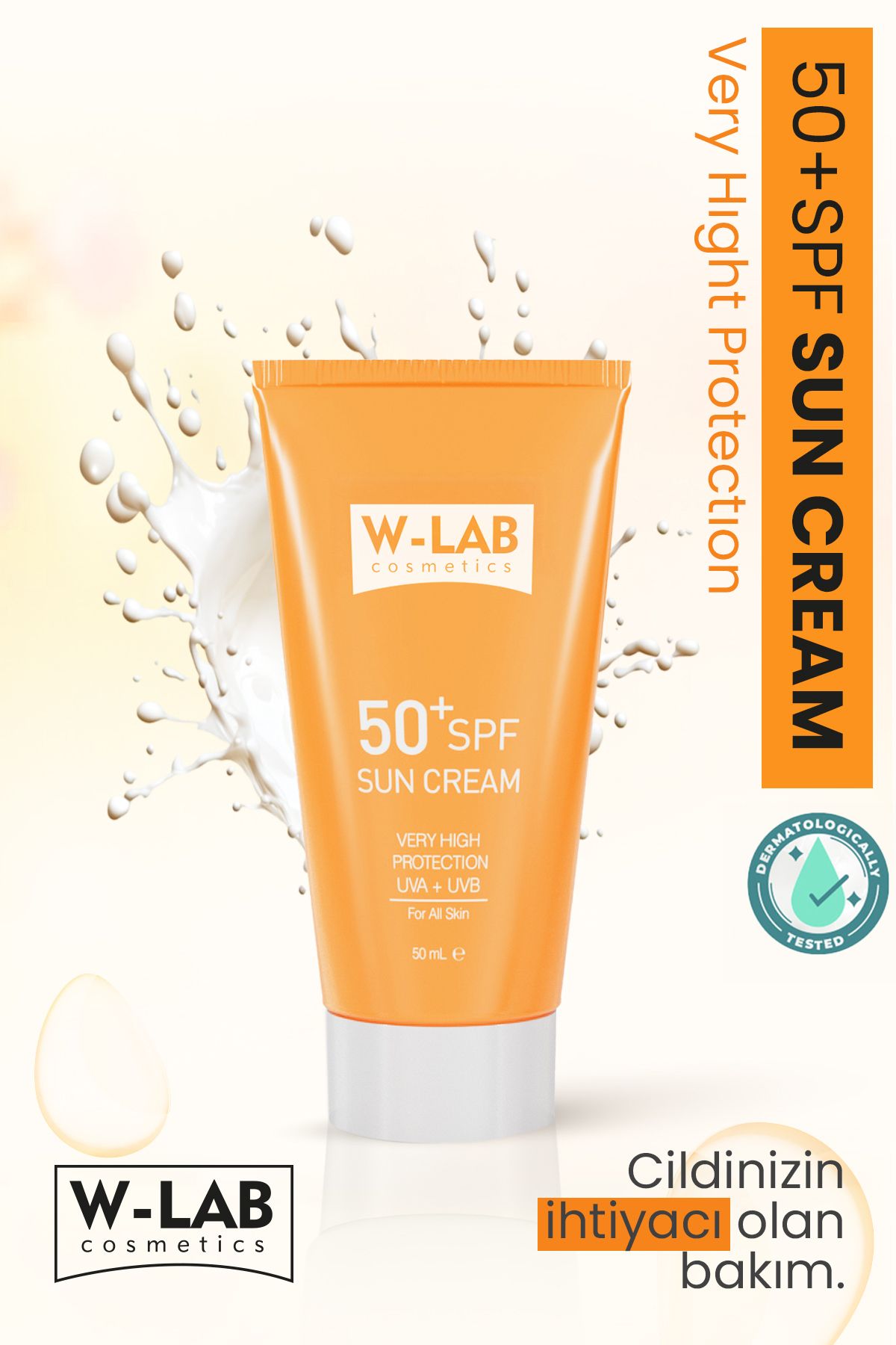 W-Lab Kozmetik Koruyucu 50+Spf Güneş Kremi 50 ml