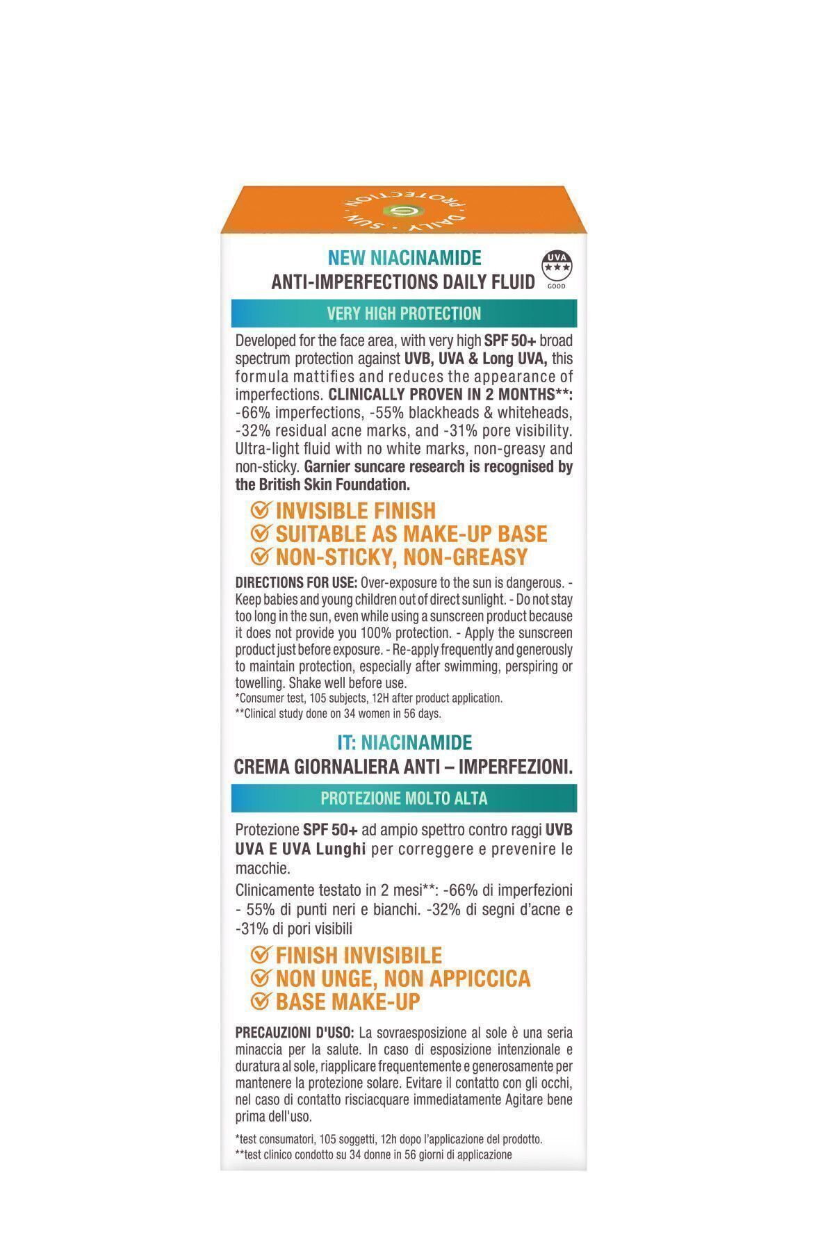 Garnier Ambre Solaire Super UV Niasinamid Cilt Kusurları Karşıtı Günlük Güneş Koruyucu Fluid Krem SP - Görsel 2