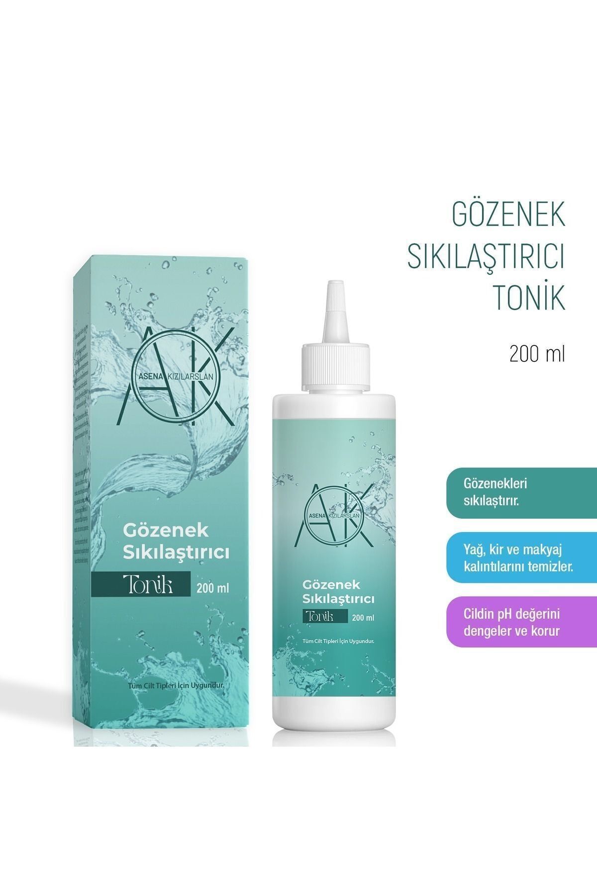 Asena Kızılarslan Gözenek Sıkılaştırıcı Aydınlatıcı ve Canlandırıcı Tüm ciltler için Glikolik Asit Tonik 200ML