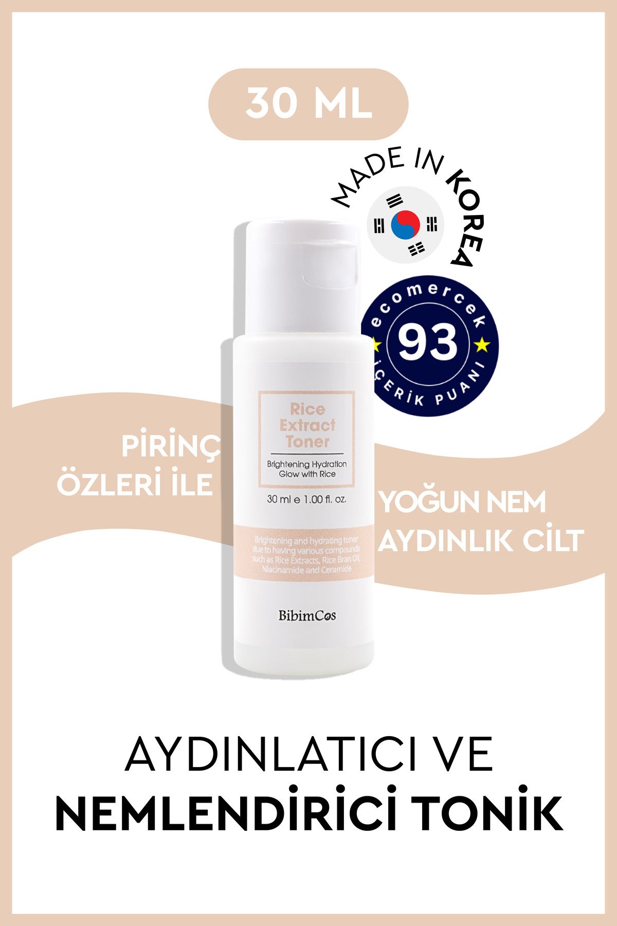 Bibimcos Aydınlatıcı Pirinç Özlü Tonik 30ml
