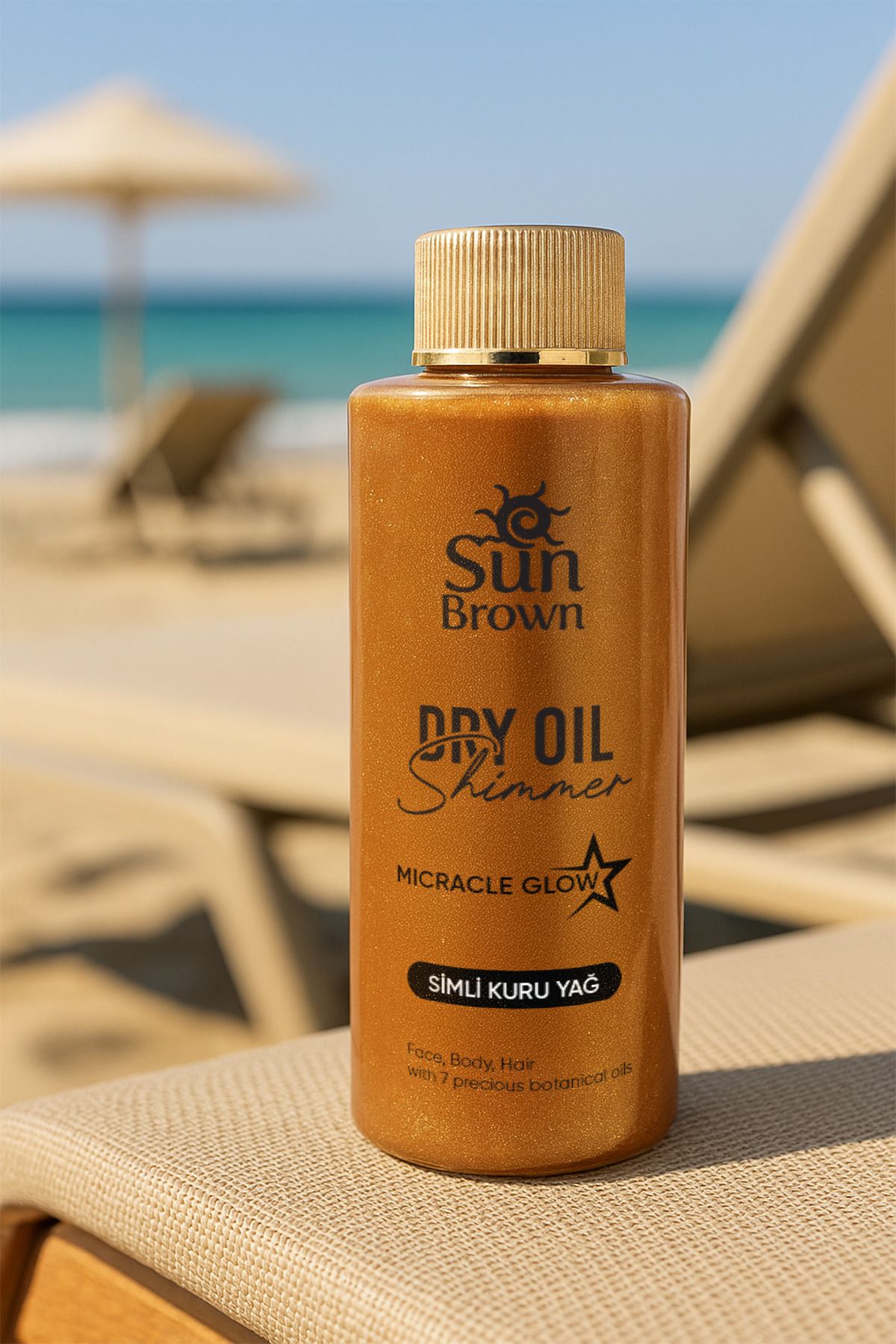 Sun Brown Parıltılı Işıltılı Saç Ve Vücut Yağı Shimmer Dry Oil Mucize Parıltı 100ml - Görsel 2