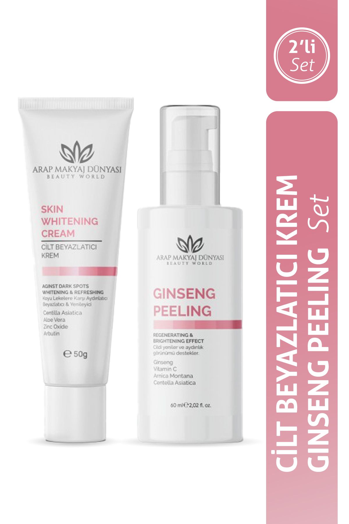 Arap Makyaj Dünyası Cilt Beyazlatıcı & Gınseng Peelıng 2'li Set