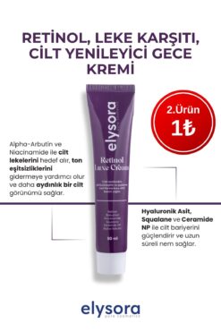 Elysora Leke Karşıtı, Yaşlanma Karşıtı, Cilt Tonu Eşitleme, Retinol Cilt Yenileyici, Gece Bakım Kremi 50 ml
