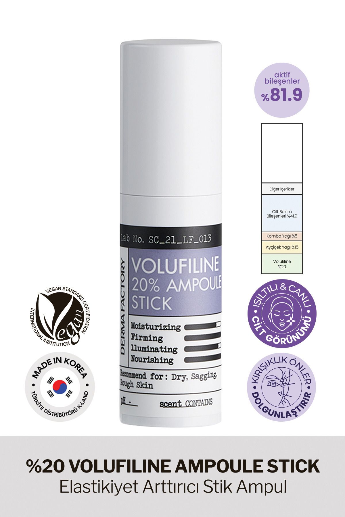 DERMA FACTORY %20 Volufilin Içeren , Anti Aging Stick Volufiline Ampoule Stick