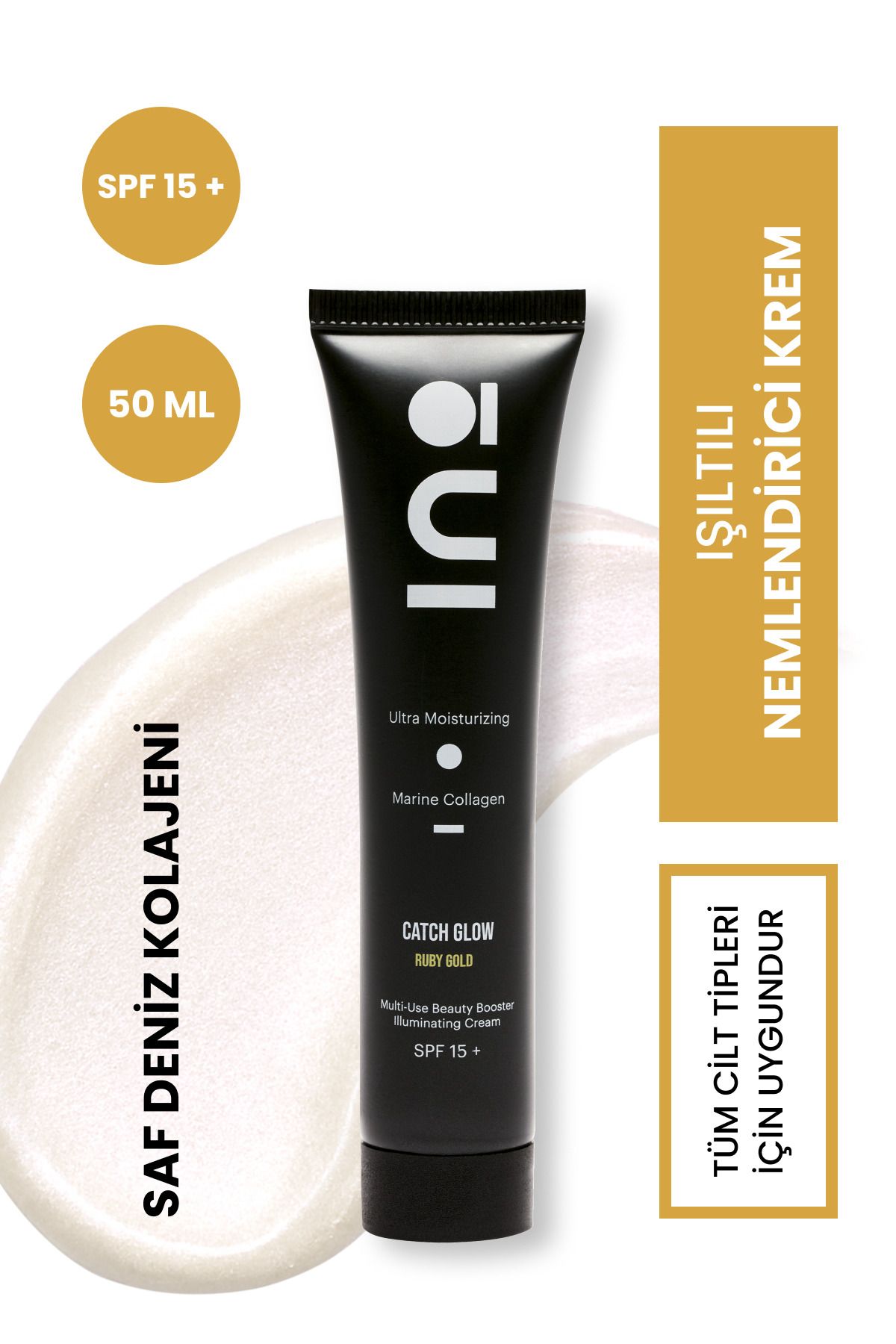 INO Cosmetic Catch Glow Spf 15 Işıltılı Nemlendirici Krem - Ruby Gold - Saf Kolajen - 50ml